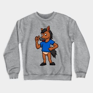 Cute Anthropomorphic Human-like Cartoon Character Horse in Clothes Crewneck Sweatshirt